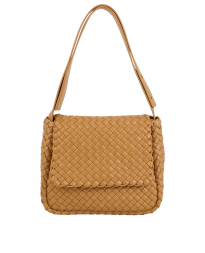 Cobble Intrecciato Shoulder Bag, &pound;2,100, Handbags, Tan, Lambskin Leather, Front view